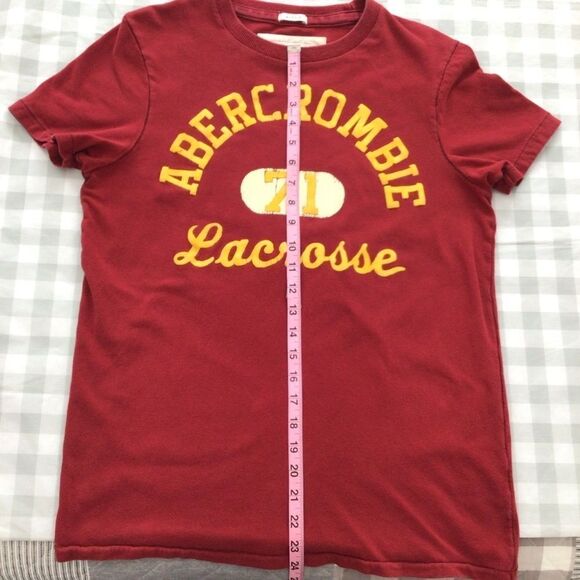 Vintage Abercrombie & Fitch Red Lacrosse Tee Size S 90s Graphic Crew Neck - Picture 5 of 8